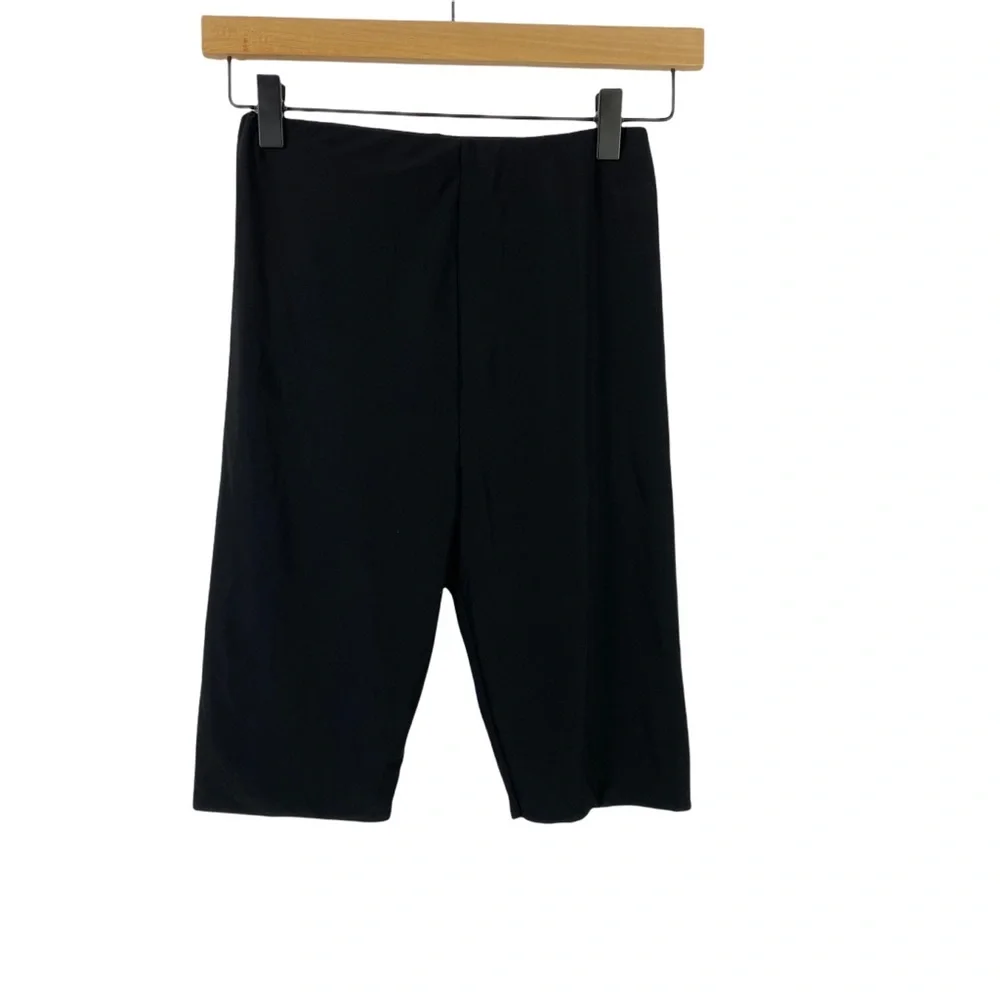 Pretty Little Thing Women's S 2 Ribbed Bike Shorts Bella Black Slinky High Waist - Picture 2 of 9